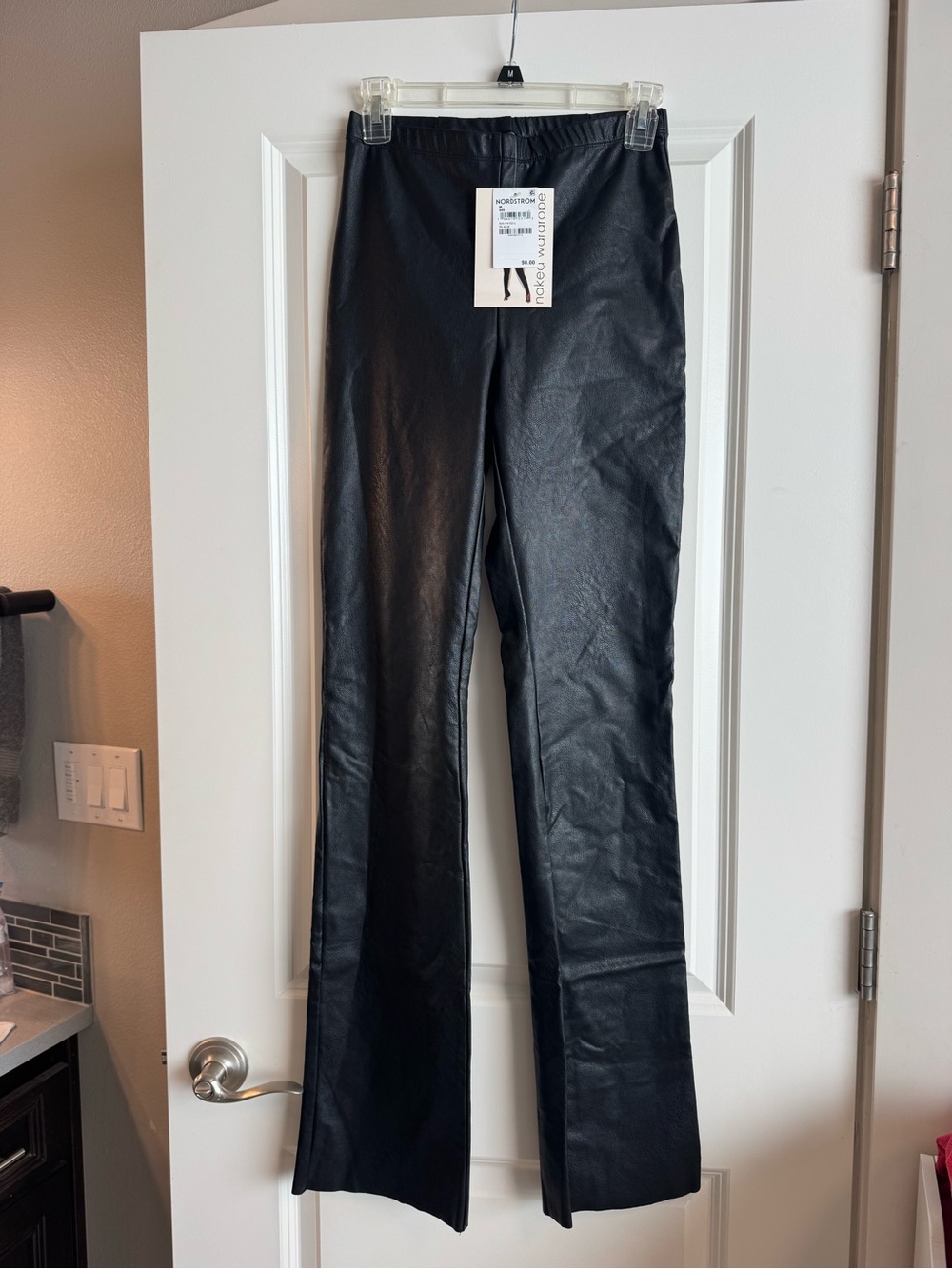 NEW naked wardrobe Black Faux Leather Straight Leg Pants